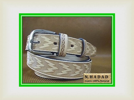 Cinturon Hombre Sueleta Natural grabado
